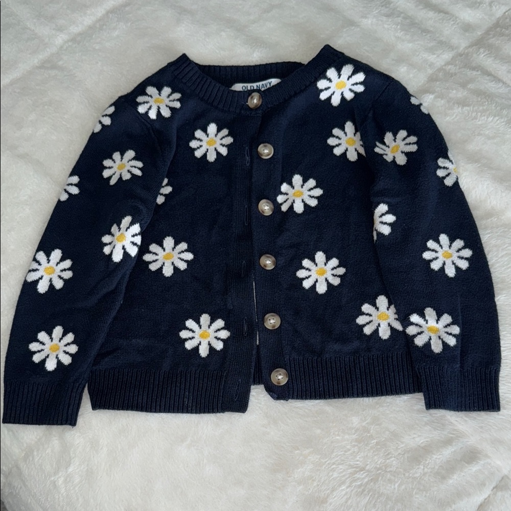 Old Navy Navy Cardigan with White Daisy Design